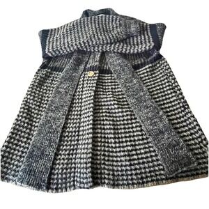 Country Craft Vintage Chunky‎ Knit Scarf Cardigan Sweater Gray Black Size 46